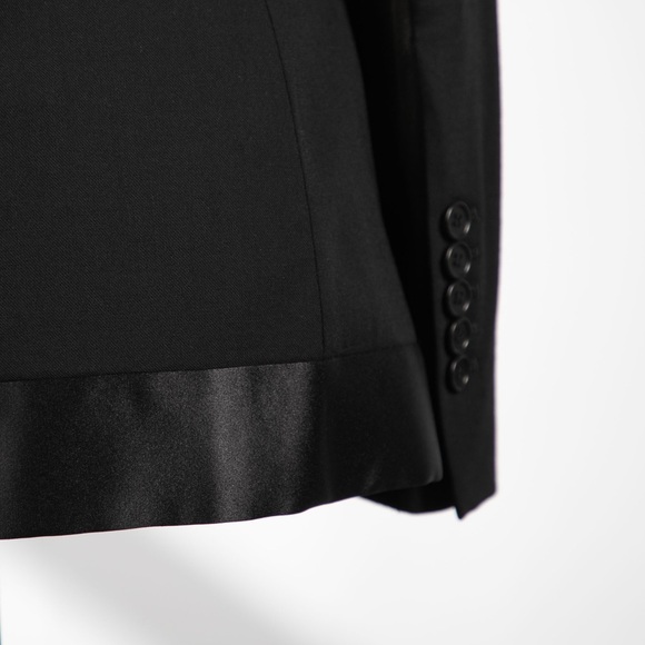 BCBGMAXAZRIA Black Wool Blazer with Satin Bottom Design, Size XXS, Excellent - Picture 3 of 11